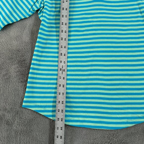 Lands' End Elbow Sleeve Striped Tee Shirt Women's SMALL 6/8 Cotton - Picture 3 of 5
